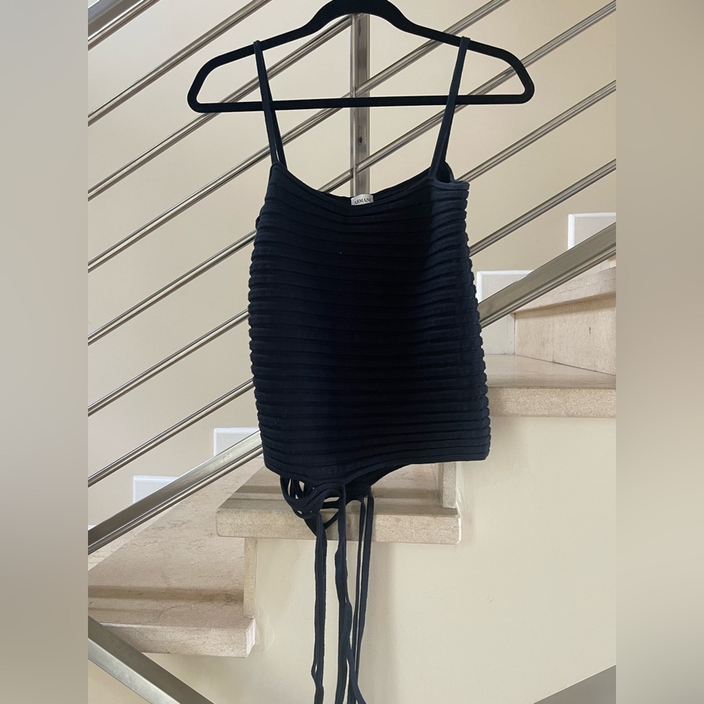 Vintage rare Armani Collezioni Black Ribbed Top